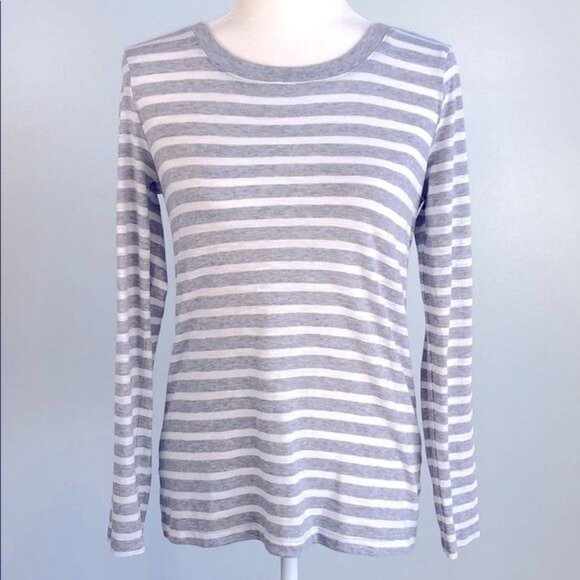 SPLENDID Cerine Slub Gray White Stripe Button Back - S - Picture 2 of 6